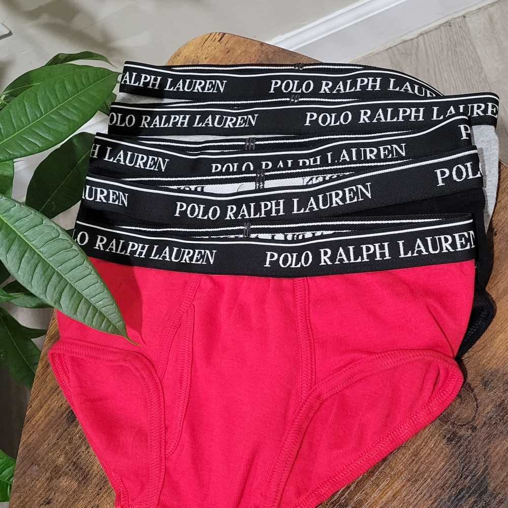 Polo by Ralph Lauren Boys Briefs Set Of 5 - Red, Black, Gray